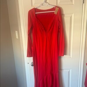 Popilush Elegant Red Long Sleeve Dress